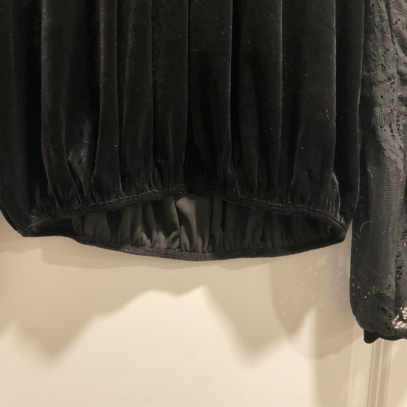 Free People Velvet Bodice Lace Sleeves Shirt - Picture 4 of 5